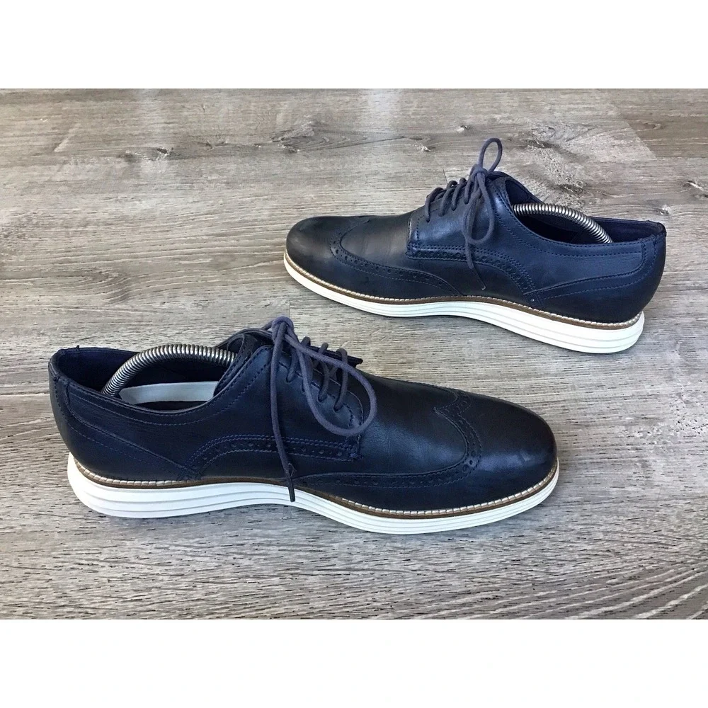 Cole Haan Zerogrand Men's 10 M Wing Ox Wingtip Oxford Blue Leather Shoes C30563